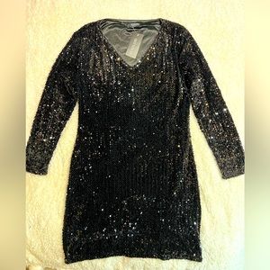 IN’VOLAND Black Sequin Stretch Party Dress Size 16W.